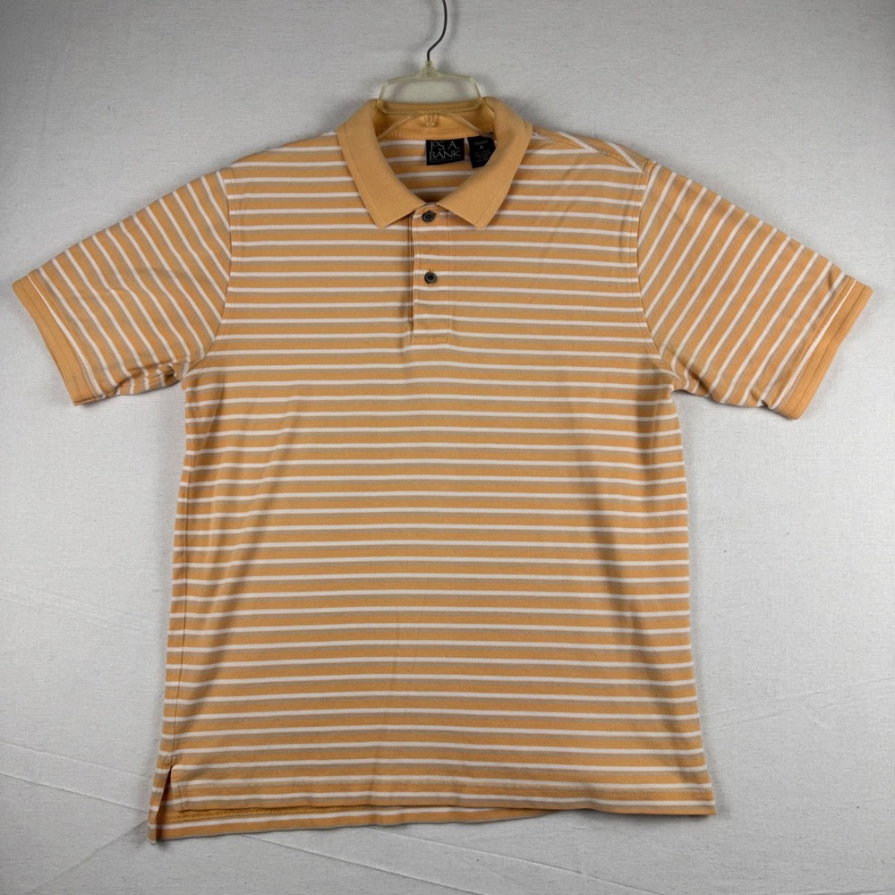 Jos. A. Bank Mens Traveler Collection Tailored Fit Orange Striped Polo Shirt M